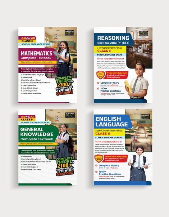Examcart School Entrance Exam Mental Ability Test (Reasoning) + General Knowledge + Math + English Class 6th Textbook For 2026 Exam in English (4 Books Combo)
