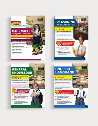 Examcart School Entrance Exam Mental Ability Test (Reasoning) + General Knowledge + Math + English Class 6th Textbook For 2026 Exam in English (4 Books Combo)