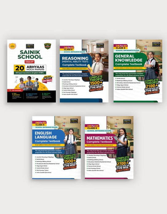 Examcart Sainik School Class 6 Abhyaas Mock Papers + Reasoning + English + Math + General Knowledge Testbook for 2026 Exam in English (5 Books Combo)