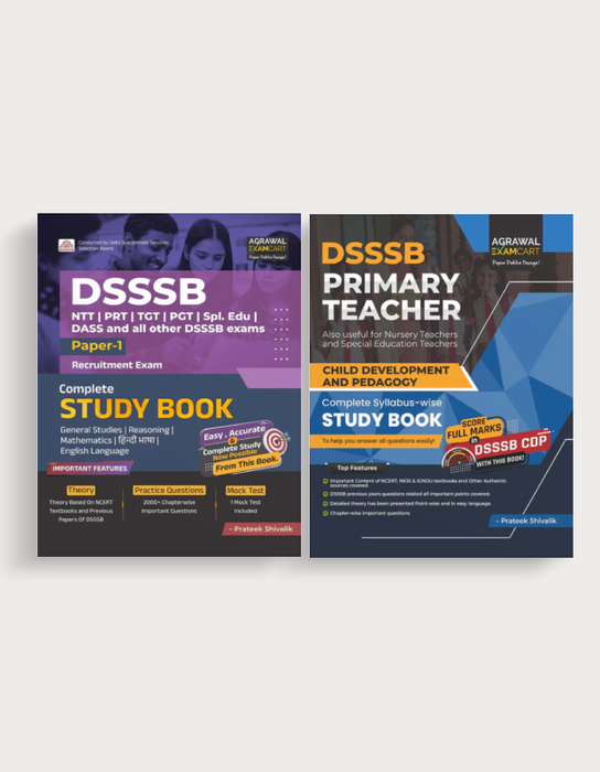 Examcart DSSSB Paper-1 Complete Guidebook + Child Development and Pedagogy (CDP) Complete Textbook by Prateek Sir for 2025 Exam in English Medium (2 Books Combo)