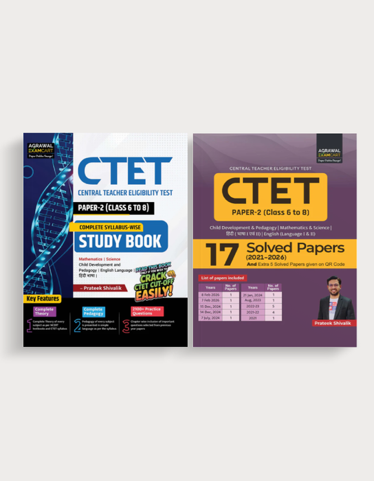 Examcart CTET Paper 2 Math & Science (Class 6-8) Guide Book + Solved Paper Book For 2026 Exam in English Medium (2 Books Combo)