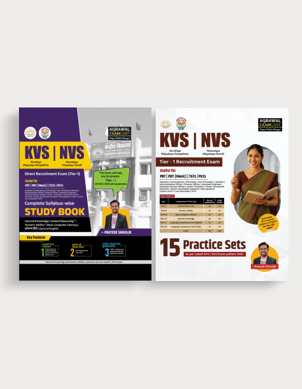 Examcart KVS NVS Tier 1 Complete Set by Prateek Shivalik Sir (Guidebook + Practice Sets) in English (2 Books Combo)