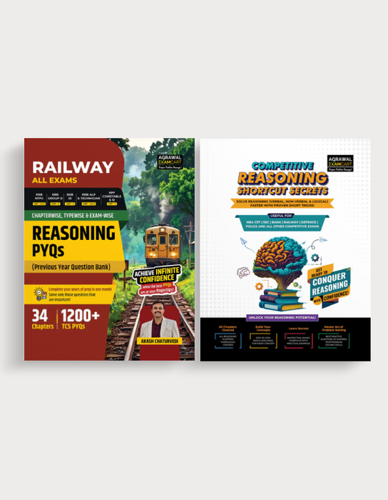 Examcart Shortcut Reasoning Text Book + Railway Reasoning Question Bank For 2026 Entrance Exam In English (2 Books Combo)