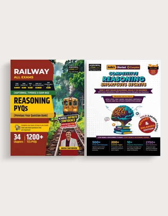 Examcart All Railway Exams Reasoning Combo 2026 | Competitve Reasoning + Previous Year Question Book (34 Chapters & 1200+ PYQs) | For RRB NTPC, Group D, ALP & RPF SI/Constable (English) (2 Books Set)