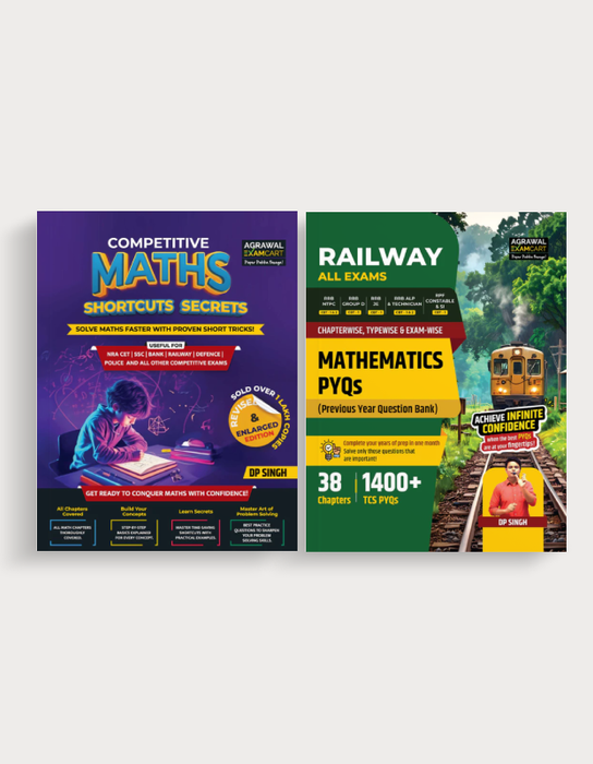Examcart Shortcut Math Text Book + Railway Math Question Bank For 2026 Entrance Exam In English (2 Books Combo)