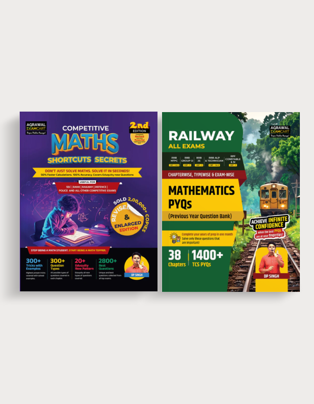 Examcart All Railway Exams Mathmetics Combo 2026 | Competitve Maths + Previous Year Question Book (38 Chapters & 1400+ PYQs) | For RRB NTPC, Group D, ALP, JE & RPF SI/Constable (English) (2 Books Set)