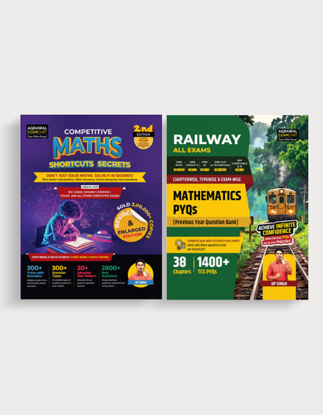 Examcart All Railway Exams Mathmetics Combo 2026 | Competitve Maths + Previous Year Question Book (38 Chapters & 1400+ PYQs) | For RRB NTPC, Group D, ALP, JE & RPF SI/Constable (English) (2 Books Set)