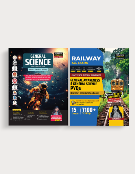Examcart General Science Textbook + Railway All Exam General Awareness & General Science Question Bank Books For 2026 Entrance Exam In English (2 Books Combo)