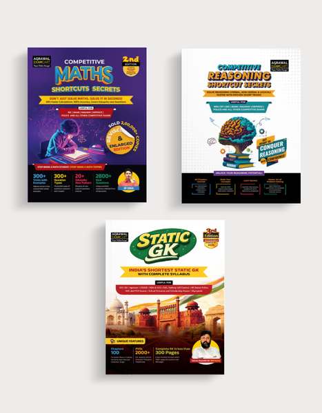 Examcart Competitive Competitive Math Shortcut + Competitive Reasoning Shortcut + Static GK Textbook In English Medium (3 Book Combo)