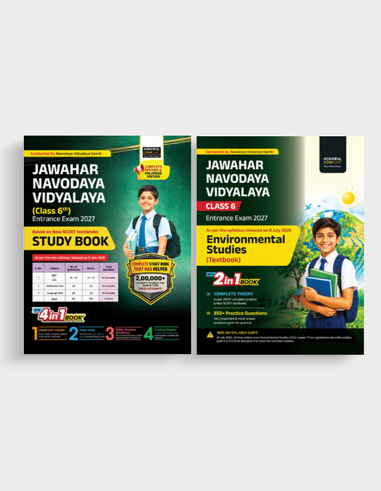 Examcart Jawahar Navodaya Vidyalaya (JNV) Class 6 Entrance Exam Combo 2027 | Complete Study Guide + Environmental Studies (EVS) Book | NCERT Based Latest Syllabus  (English Medium) (Set of 2 Books)