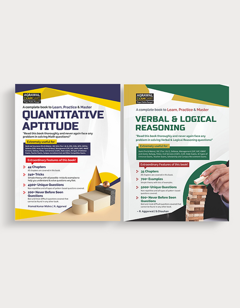 Examcart Verbal Reasoning + Quantitve Aptitutde Textbook for Centre and State all Government Exams 2023 in English (2 Books Combo)