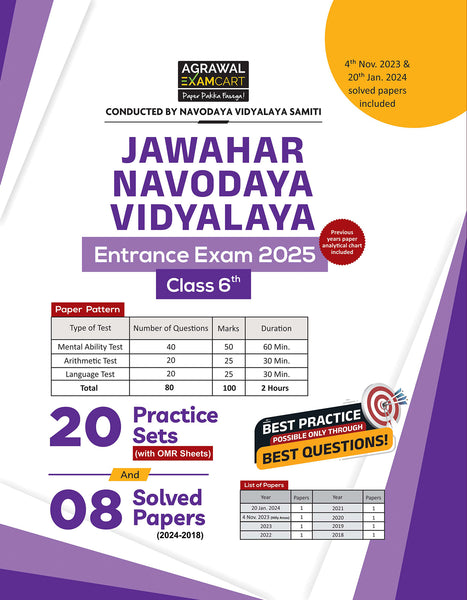 Examcart Jawahar Navodaya Vidyalaya (JNV) Class 6 Practice Sets For Entrance Exam 2025 in English