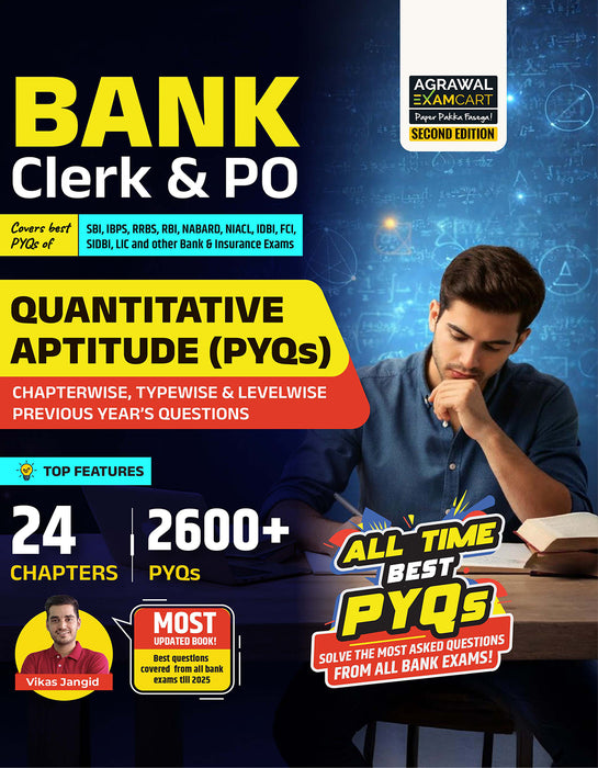 Examcart Bank Clerk & PO Quantitative Aptitude Question Bank By Vikas Jangid For SBI, IBPS, RRBs, RBI, NABARD 2026 Exams in English Medium