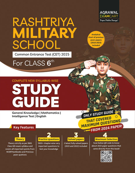 Examcart Rashtriya Military School Class 6 Study Guide book In English for 2025 Exam