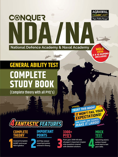 Examcart NDA/NA General Ability Test (Guide + PYQ) Book For 2026 Exam In English