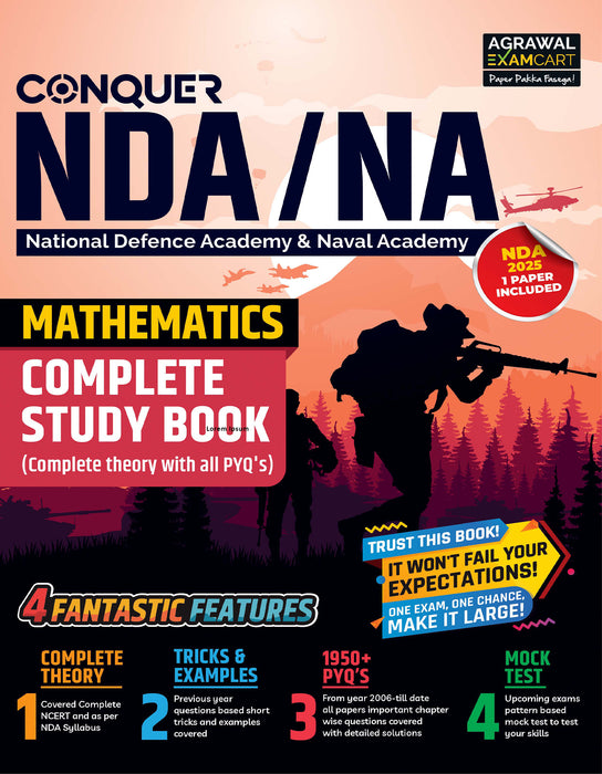 Examcart NDA Math + General Ability Test (Guide Book + PYQ) in English (2 Books Combo)