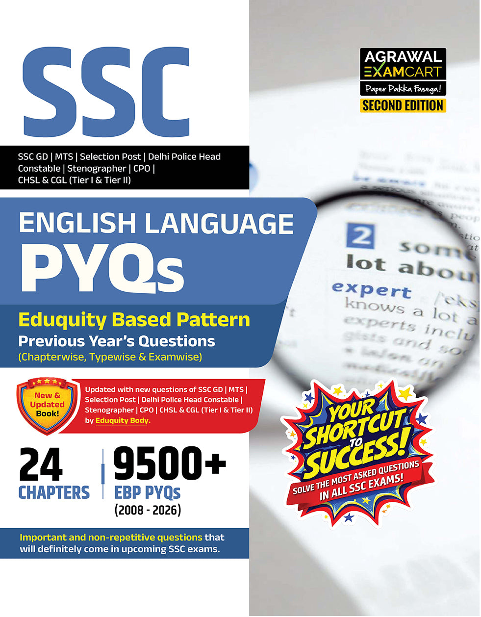 Examcart Latest SSC English Question Bank Book For SSC GD | MTS | Delhi Police | Selection Post | CHSL | Stenographer | CPO & CGL (Tier 1 & 2) 2026 Exam