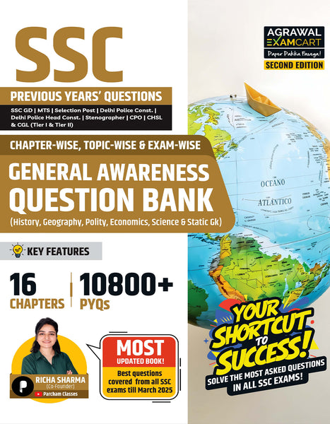 Examcart SSC General Study (G.S.) Question Bank By Richa Sharma for SSC GD | MTS | Delhi Police | Selection Post | CHSL | Stenographer | CPO & CGL (Tier 1 & 2) Exam (English Medium)