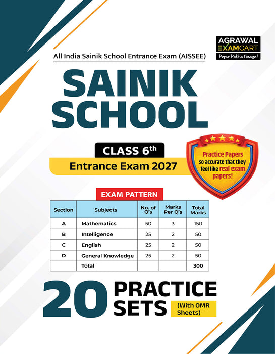 Examcart Sainik School Class 6 Practice Sets Book For Entrance Exam 2027 (English Medium) | 20 Practice Sets
