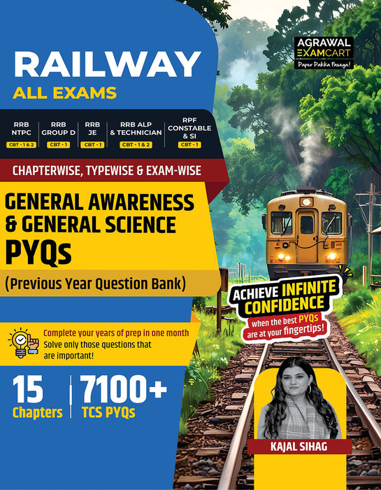 Examcart Railway All Exam General Awareness and General Science Question Bank by Kajal Sihag for (NTPC, Group D, JE, ALP & Technician & RPF Constable & SI) Chapter-Wise, Type-Wise and Exam-wise in English Medium