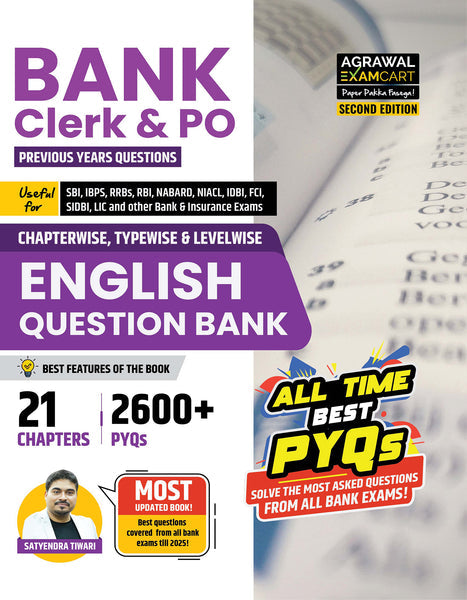 Examcart Bank Clerk & PO Quantitative Aptitude by Harshal Agrawal Sir + English Language by Satyendra Tiwari Sir + Reasoning by Tanvi Chugh Ma'am for 2025 Exam in English Medium (Set of 3 Books)