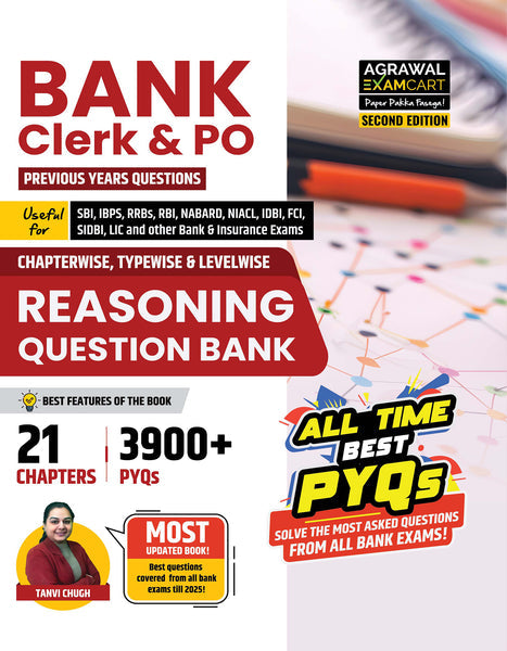 Examcart Bank Clerk & PO Quantitative Aptitude by Harshal Agrawal Sir + English Language by Satyendra Tiwari Sir + Reasoning by Tanvi Chugh Ma'am for 2025 Exam in English Medium (Set of 3 Books)