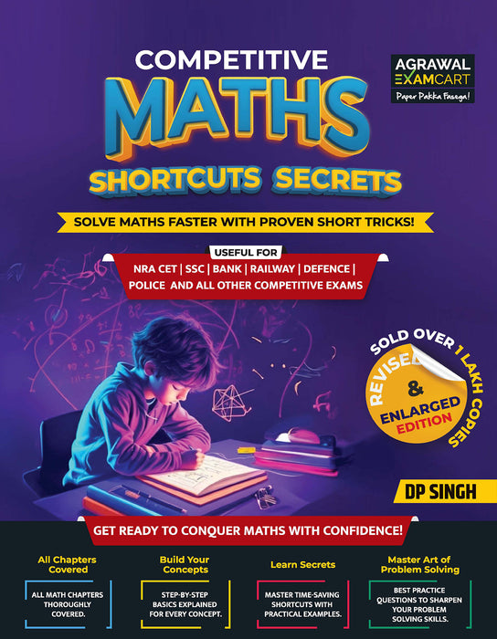 Examcart Competitive Maths Shortcuts Secrets Textbook by DP Singh Sir for All Government Exams (NRA CET, SSC, Bank, Railway, Defence, Police and all other exams) in English