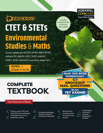 Examcart CTET & STETs Paper-1 (Class 1 to 5) Environmental Studies and Maths Textbook for 2026 Exam in English