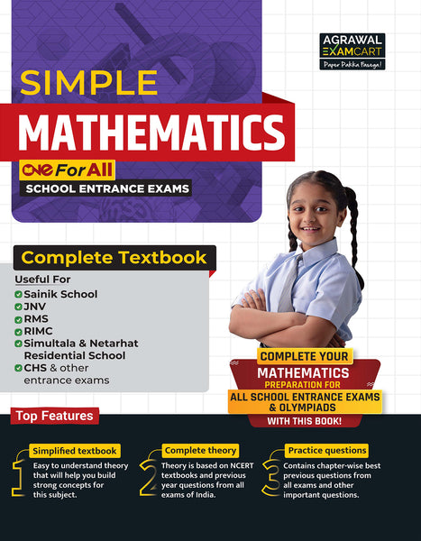 Examcart School Entrance Exam Math Class 6th Textbook for 2025 Exam in English