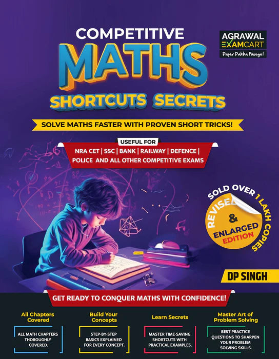 Examcart Bank Clerk & PO Math Question Bank + Mathematics Shortcuts Secrets Textbook By DP Singh SIR + (FREE) Reasoning Shortcut Secrets Textbook For 2024 in English (3 Books Combo)