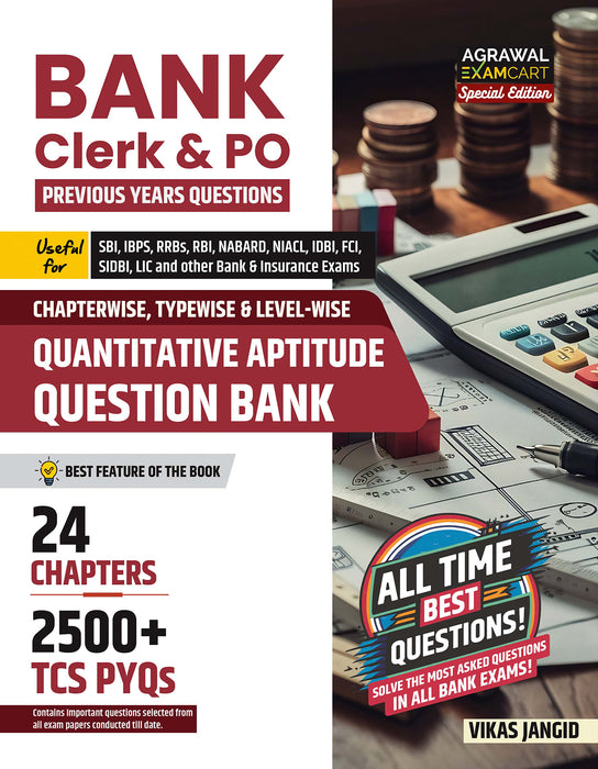 Examcart Bank Clerk & PO Math Question Bank by Vikas Jangid  For All 2025 Bank Exams (SBI | IBPS | RRBs | RBI | NABARD) in English