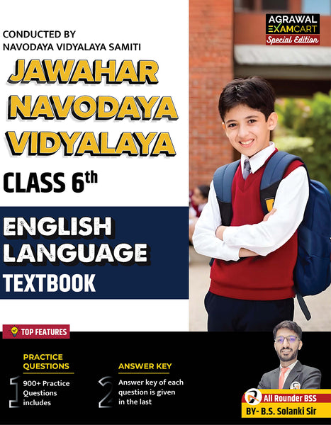 Examcart JNV Class 6 English Language Text Book By B.S.Solanki Sir for 2025 Exam