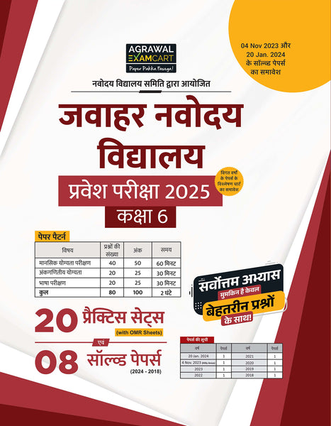 jnv class 6 mock test in hindi