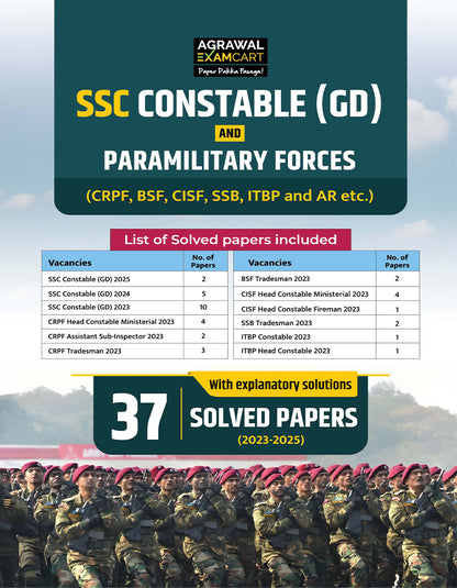 Examcart SSC Constable (GD) & Paramilitary Forces (CRPF, BSF, CISF, SSB, ITBP & AR) Solved Papers Book For 2026 Exam in English