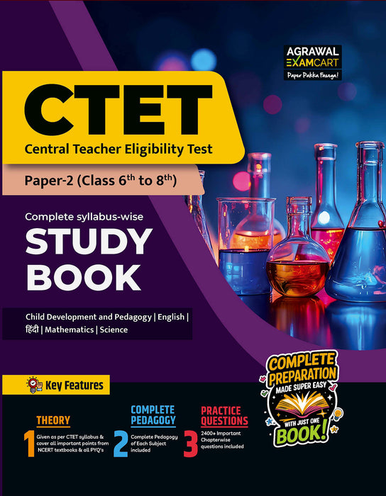 Examcart CTET Paper 2 (Class 6 to 8) Maths & Science Guidebook for 2025 Exam in English