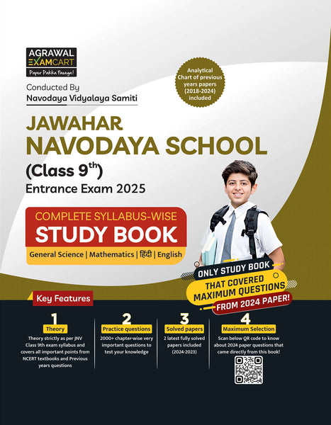 Examcart Jawahar Navodaya Vidyalaya (JNV) Class 9 Complete Guidebook For Entrance Exam 2025 in English
