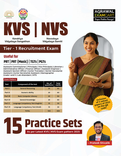 Examcart KVS NVS Tier 1 Complete Set by Prateek Shivalik Sir (Guidebook + Practice Sets) in English (2 Books Combo)