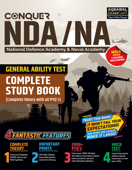 Examcart NDA Math + General Ability Test (Guide Book + PYQ) in English (2 Books Combo)