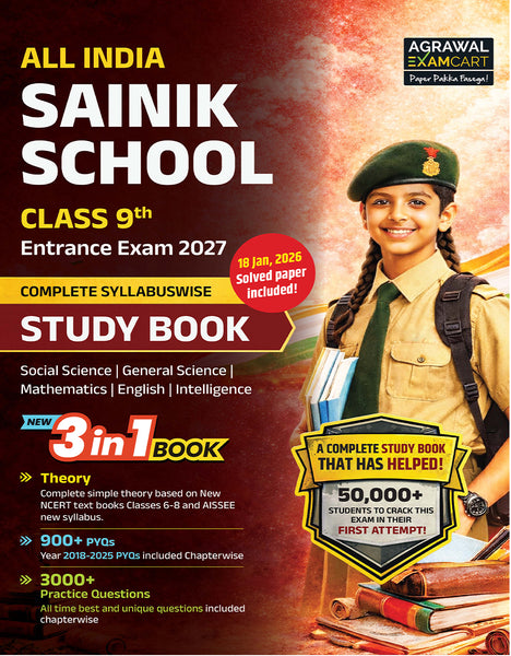 Examcart Sainik School Entrance Class 9 Guide Book For 2027 Exam In English