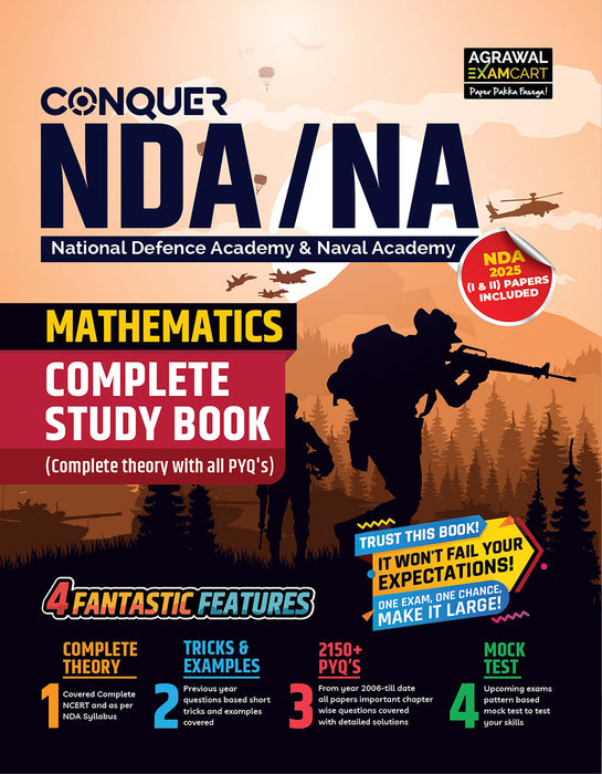 Examcart NDA/NA Mathematics (Guide + PYQ) Book For 2026 Exam In English