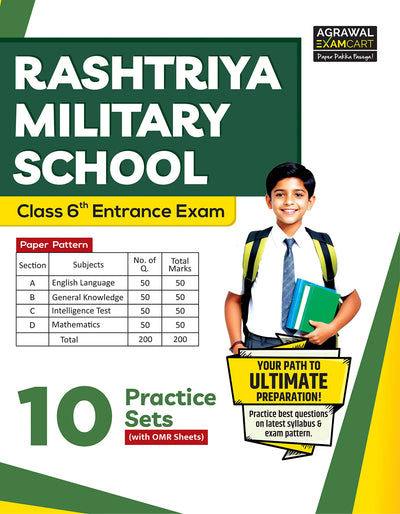 Examcart Rashtriya Military School (RMS) Class 6 Practice Sets Book In English for 2026 Exam