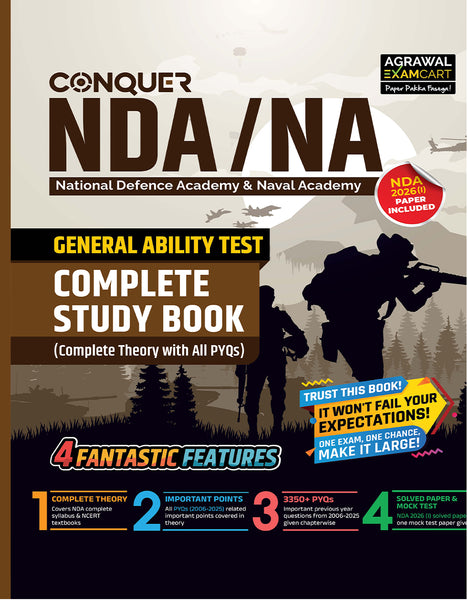 Examcart NDA/NA General Ability Test (Guide + PYQ) Book For 2026 Exam In English