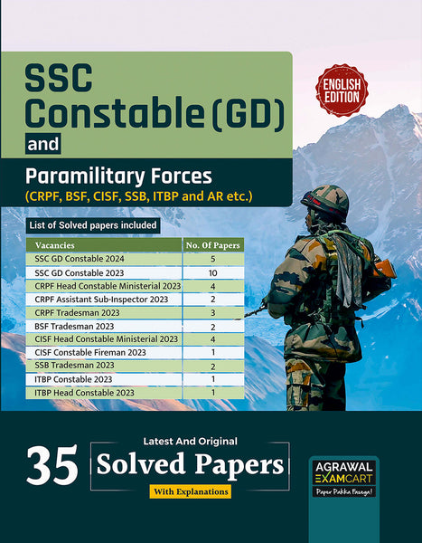 Examcart SSC Constable (GD) & Paramilitary Forces (CRPF, BSF, CISF, SSB, ITBP & AR) Solved Papers Book for 2025 Exam in English