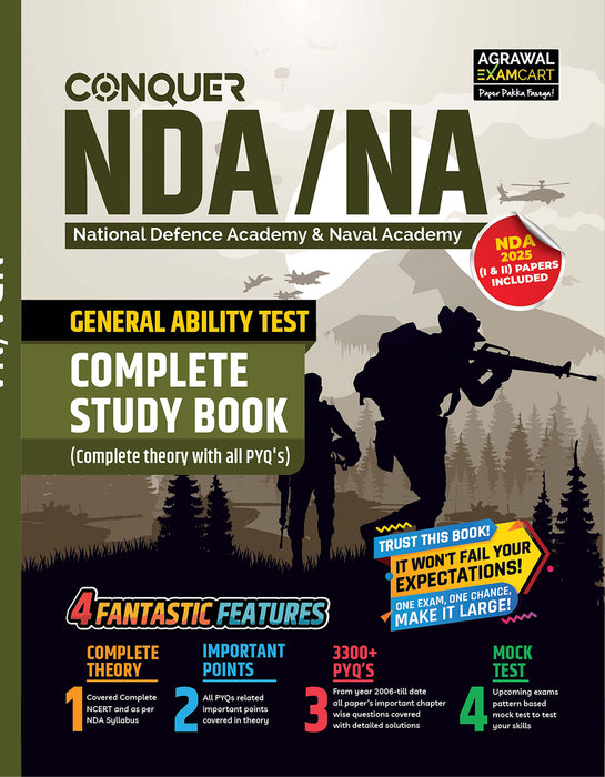 Examcart NDA/NA General Ability Test (Guide + PYQ) Book For 2026 Exam In English