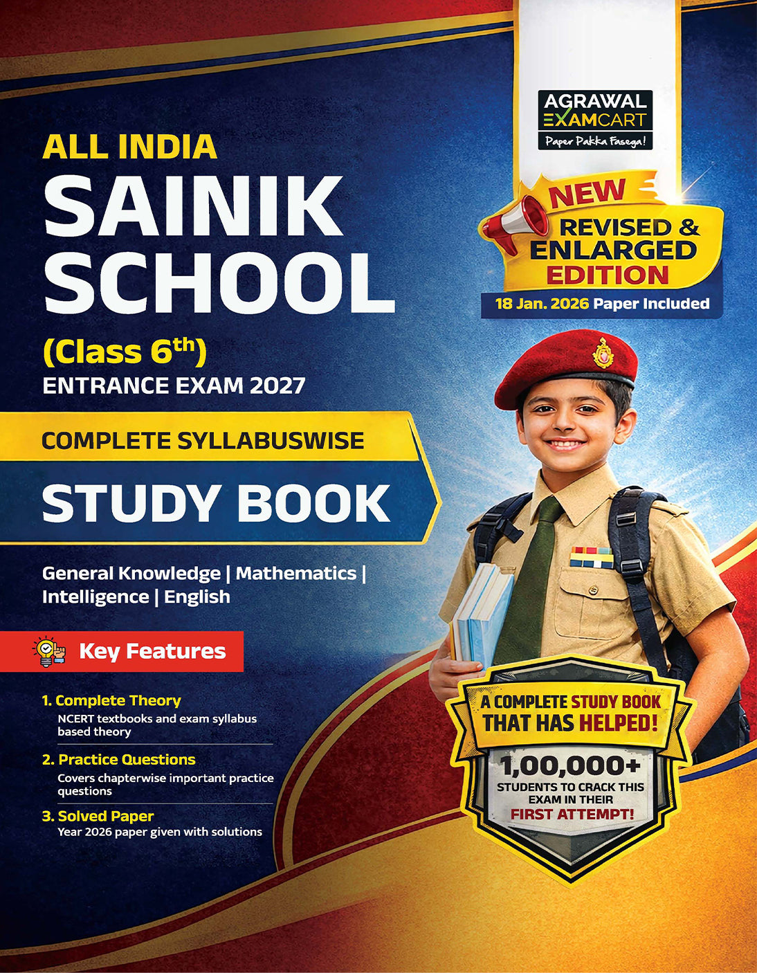 Examcart Sainik School Class 6 Study Guide Book For 2027 Entrance Exam In English