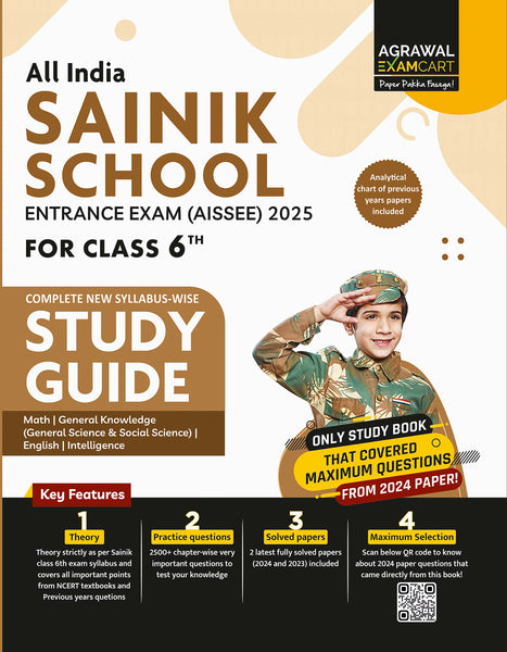 Examcart Sainik School Class 6 Study Guide Book For 2025 Entrance Exam In English