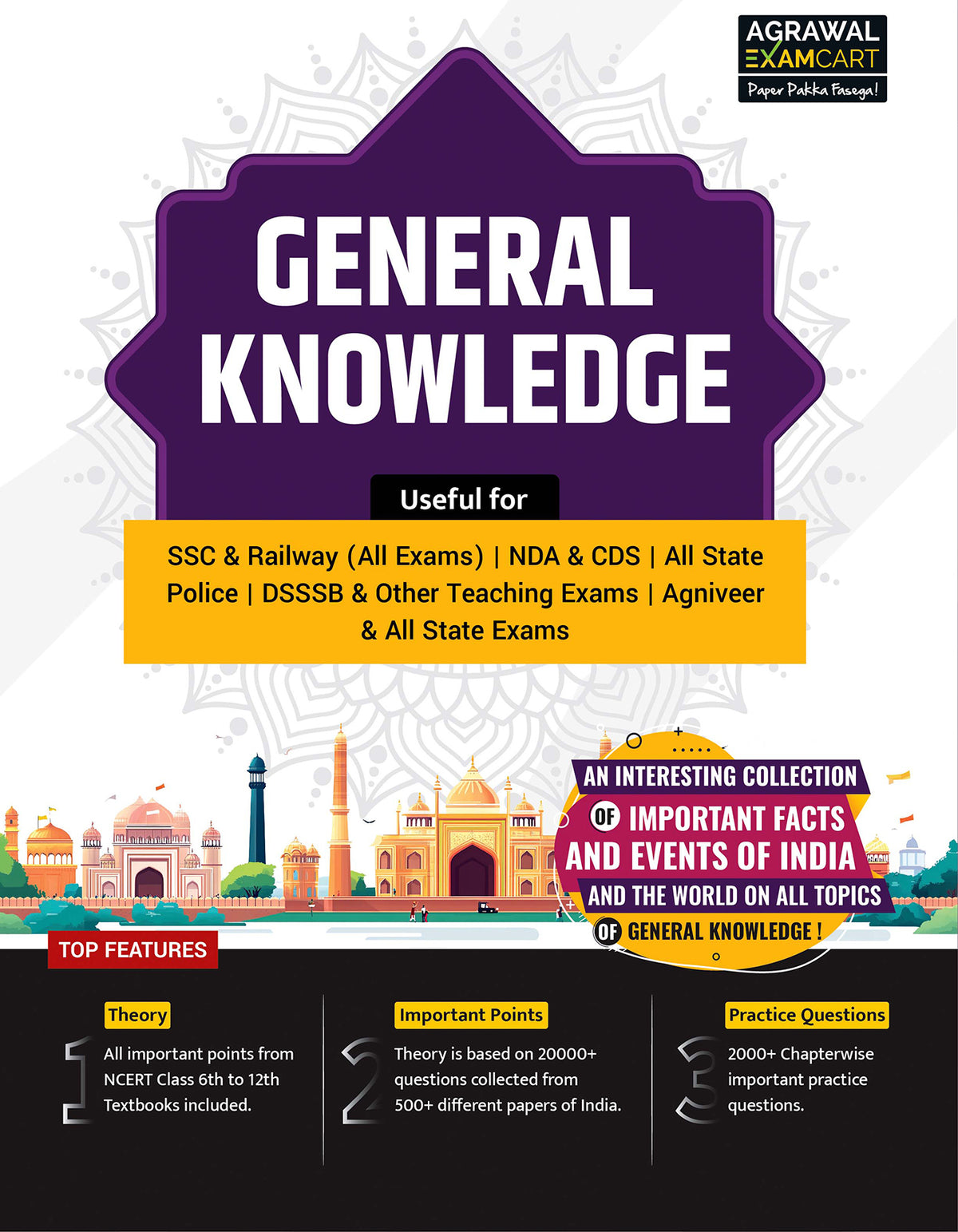Examcart All Competitive Exams General Knowledge Book 2026 | Theory + 2000+ Practice Questions | For SSC, Railway, NDA, CDS, Police, DSSSB, Agniveer & State Exams (English Medium)