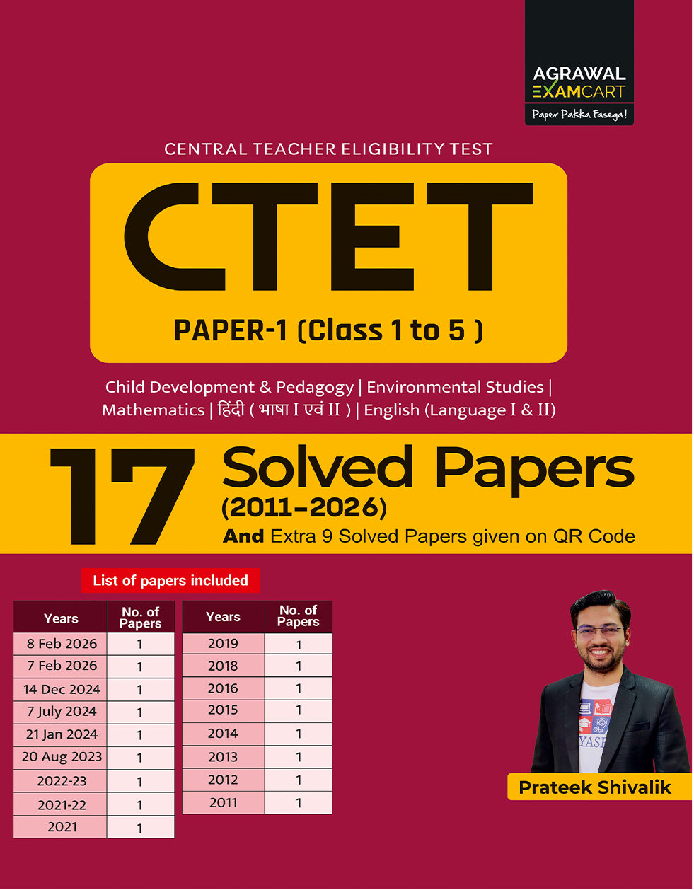 Examcart CTET Paper 1 (Class 1 to 5) Solved Paper Book By Prateek Shivalik For 2026 Exam In English