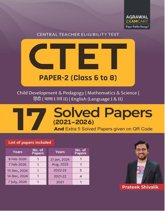Examcart CTET Paper 2 (Class 6 to 8) Maths & Science Solved Papers Book By Prateek Shivalik For 2026 Exam In English
