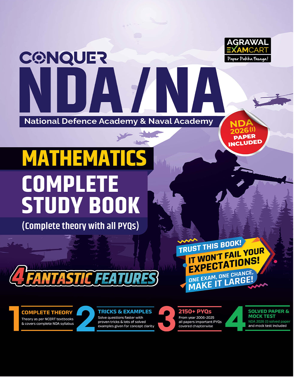 Examcart NDA/NA Mathematics (Guide + PYQ) Book For 2026 Exam In English